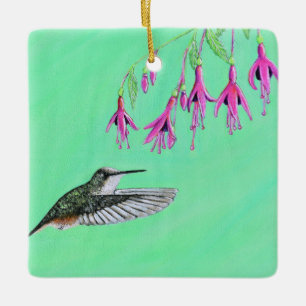 Hummingbird and Fuchsia Painting Keramisch Ornament