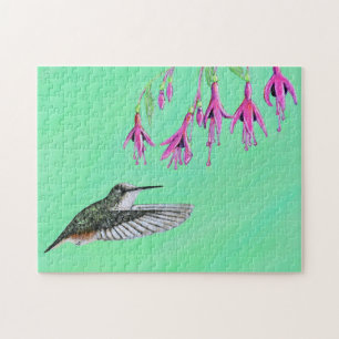 Hummingbird and Fuchsia Painting Legpuzzel