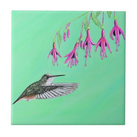 Hummingbird and Fuchsia Painting Tegeltje (Voorkant)