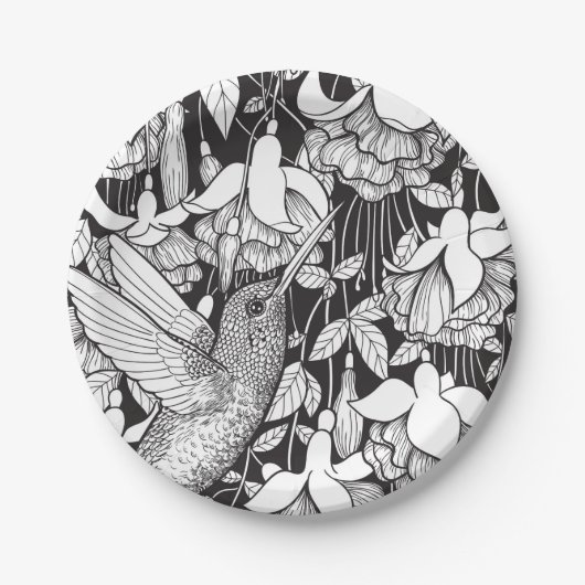 Hummingbird and fuchsia papieren bordje (Voorkant)