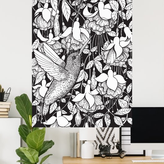 Hummingbird and fuchsia poster (Thuiskantoor)