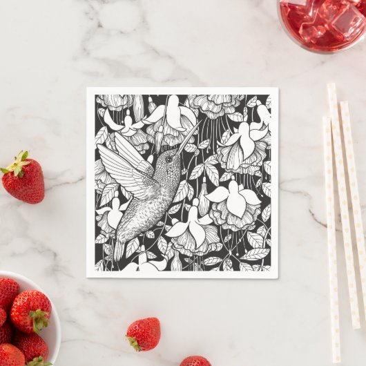 Hummingbird and fuchsia servetten (Insitu)