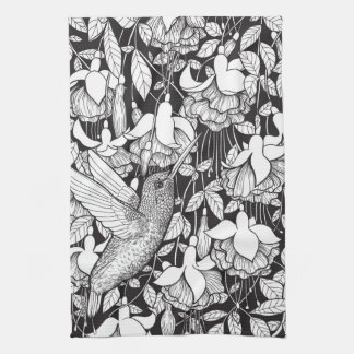 Hummingbird and fuchsia theedoek