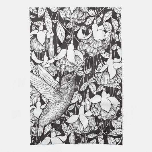 Hummingbird and fuchsia theedoek (Verticaal)