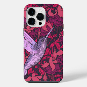 Hummingbird and fuchsia violet iPhone 14 pro max hoesje