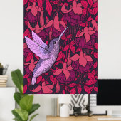 Hummingbird and fuchsia violet poster (Thuiskantoor)