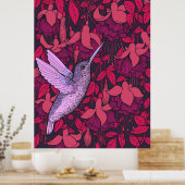 Hummingbird and fuchsia violet poster (Keuken)