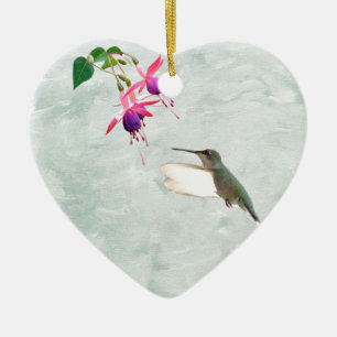 Hummingbird and Fuschia Keramisch Ornament