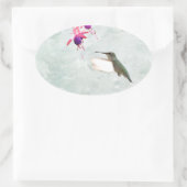 Hummingbird and Fuschia Ovale Sticker (Tas)