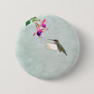 Hummingbird and Fuschia Ronde Button 5,7 Cm
