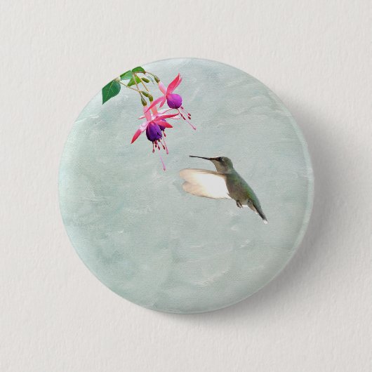 Hummingbird and Fuschia Ronde Button 5,7 Cm (Voorkant)