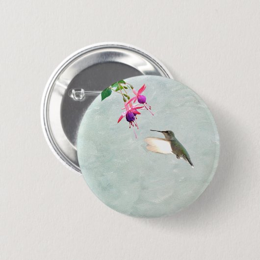 Hummingbird and Fuschia Ronde Button 5,7 Cm (Voorkant /achterkant)