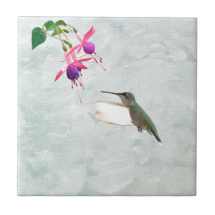 Hummingbird and Fuschia Tegeltje