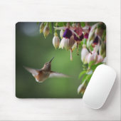 Hummingbird and Fushia Flower Plant Mousepad Muismat (Met muis)