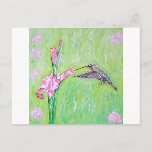 Hummingbird and Gladioli Painting Briefkaart (Voorkant)