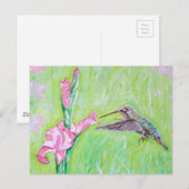 Hummingbird and Gladioli Painting Briefkaart (Voorkant / Achterkant)