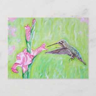 Hummingbird and Gladioli Painting Briefkaart
