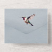 Hummingbird and Hibiscus | Blue Wedding All In One Uitnodiging (Achterkant)