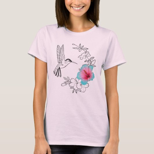 Hummingbird and Hibiscus T-shirt (Voorkant)