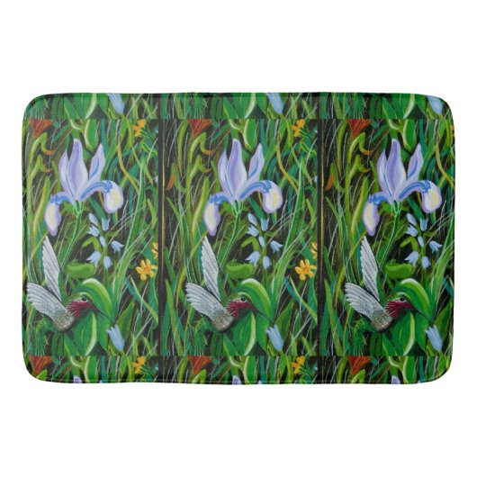 Hummingbird and Iris Bath Mat (Voorkant)