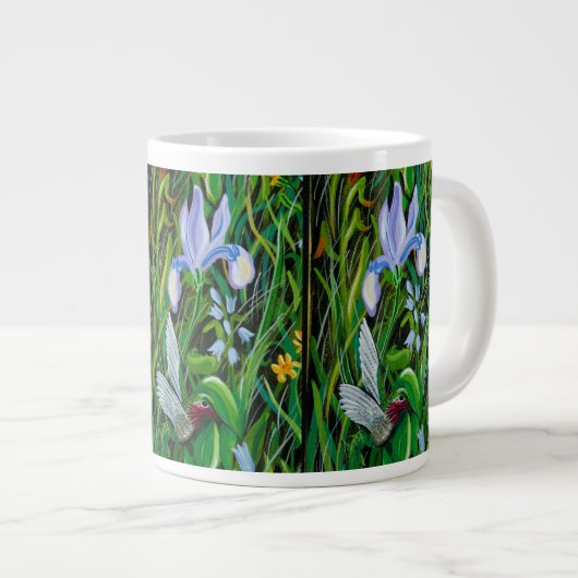Hummingbird and Iris Coffee Cup Grote Koffiekop (Voorkant rechts)