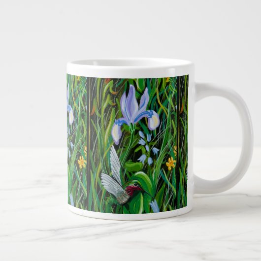 Hummingbird and Iris Coffee Cup Grote Koffiekop (Rechts)