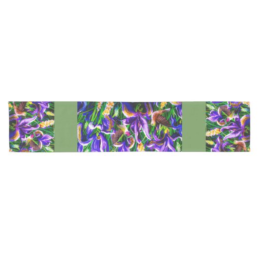 Hummingbird and Iris Fields Table Runner Korte Tafelloper (Horizontaal)