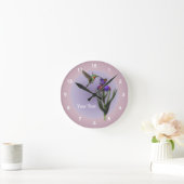 Hummingbird and Iris Flower Animal Ronde Klok (Huis)
