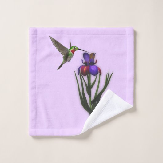 Hummingbird and Iris Flower Bad Handdoek (Wasdoekje)