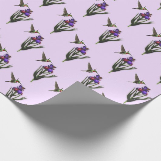 Hummingbird and Iris Flower    Cadeaupapier (Hoek)