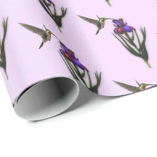 Hummingbird and Iris Flower    Cadeaupapier (Rol Hoek)