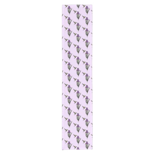 Hummingbird and Iris Flower Korte Tafelloper (Voorkant)