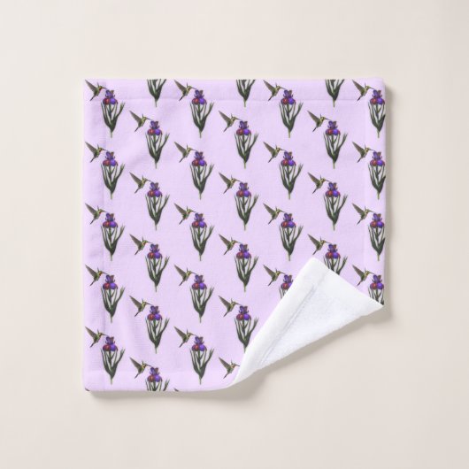 Hummingbird and Iris Flower Pattern Bad Handdoek (Wasdoekje)