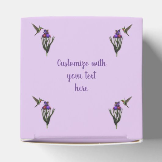 Hummingbird and Iris Flower Personalized Bedankdoosjes (Bovenkant)
