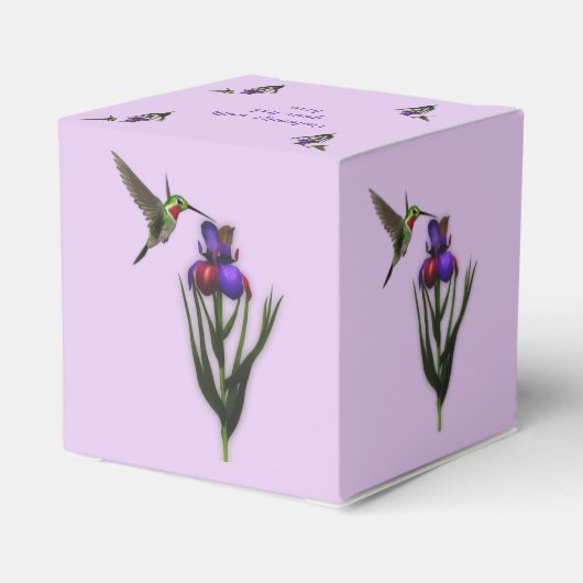 Hummingbird and Iris Flower Personalized Bedankdoosjes (Achterkant)