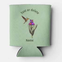 Hummingbird and Iris Flower Personalized Blikjeskoeler