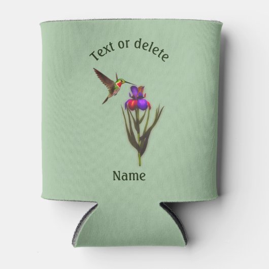 Hummingbird and Iris Flower Personalized Blikjeskoeler (Voorkant)