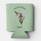 Hummingbird and Iris Flower Personalized Blikjeskoeler (Achterkant)