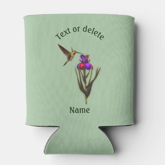 Hummingbird and Iris Flower Personalized Blikjeskoeler (Achterkant)