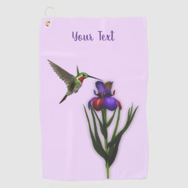 Hummingbird and Iris Flower Personalized Golfhanddoek