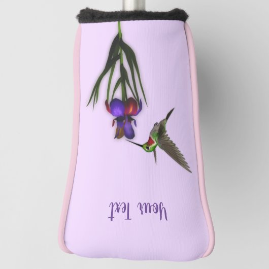 Hummingbird and Iris Flower Personalized Golfheadcover (Draai 90)