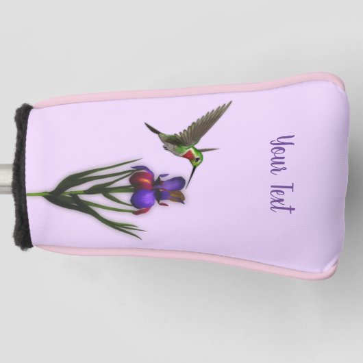 Hummingbird and Iris Flower Personalized Golfheadcover (Voorkant)