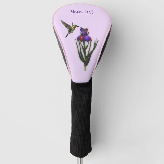 Hummingbird and Iris Flower Personalized Golfheadcover (Voorkant)
