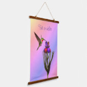 Hummingbird and Iris Flower Personalized Hangend Wandkleed (Gebogen)