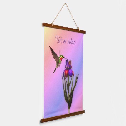 Hummingbird and Iris Flower Personalized Hangend Wandkleed (Gebogen)