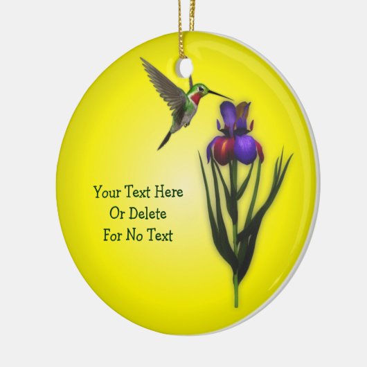 Hummingbird and Iris Flower Personalized Keramisch Ornament (Links)