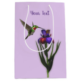 Hummingbird and Iris Flower Personalized Medium Cadeauzakje