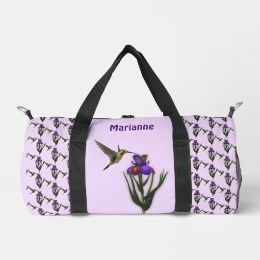 Hummingbird and Iris Flower Personalized Plunjezak (Voorkant)