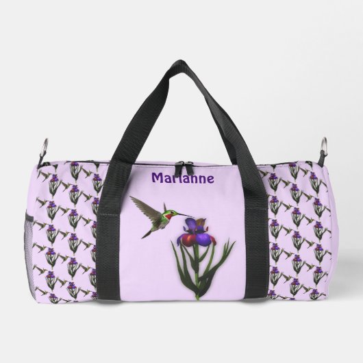 Hummingbird and Iris Flower Personalized Plunjezak (Achterkant)