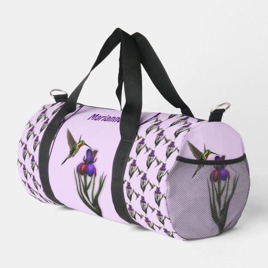 Hummingbird and Iris Flower Personalized Plunjezak (Rechterhoek)